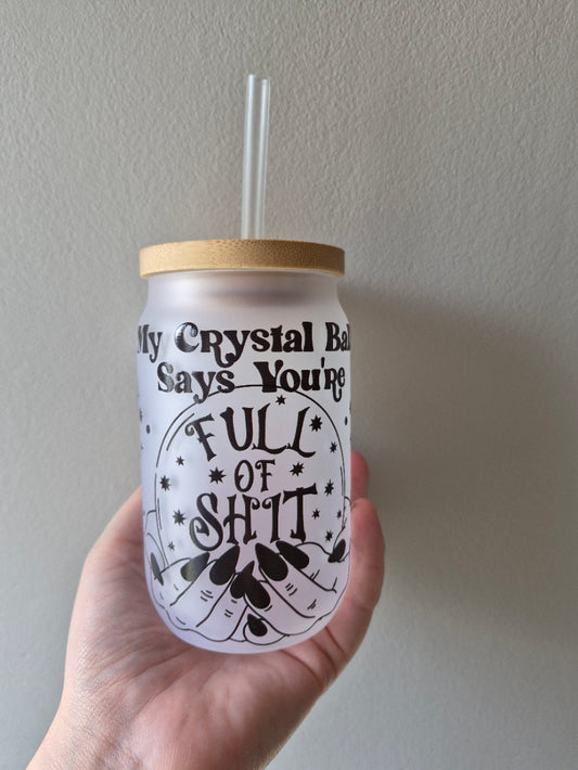 Crystal Ball Frosted Glass Tumbler 🔮✨🥤