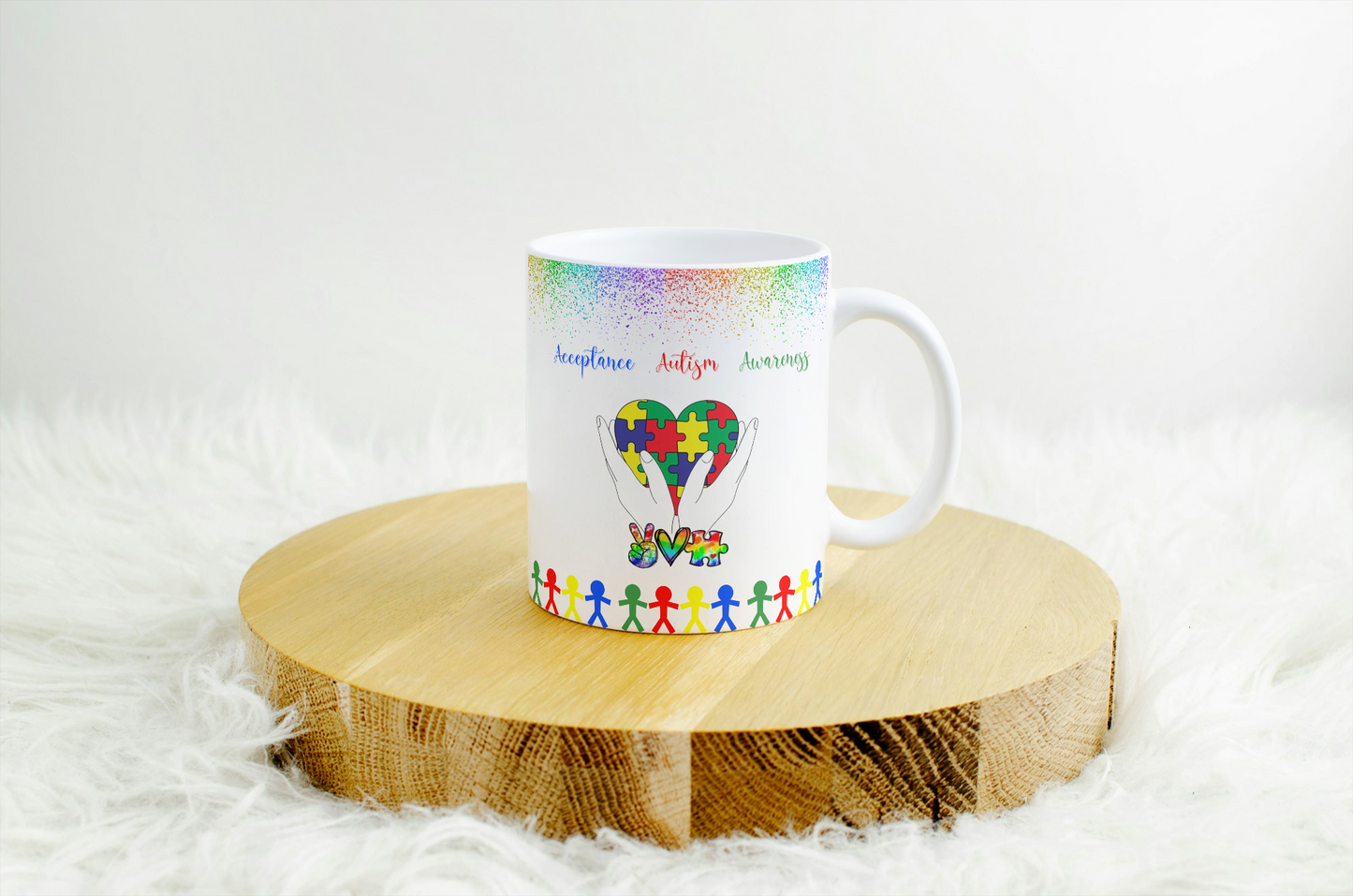 Autism Awareness Mug – Hands Holding Puzzle Heart, Support & Acceptance Gift
