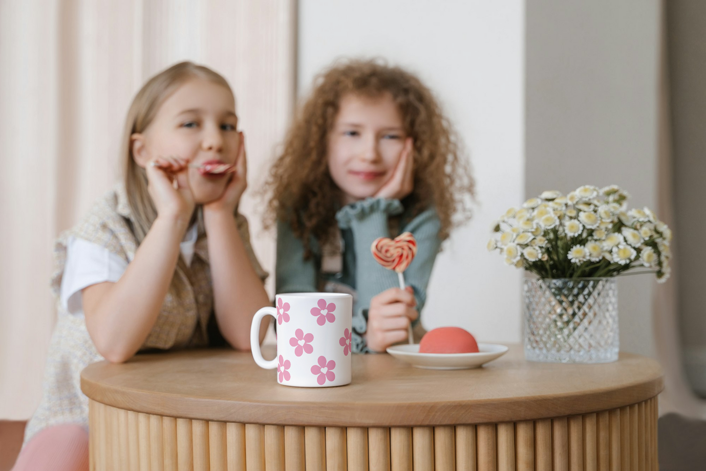 “Heart in Bloom” Pink Floral Mug – Sweet Heart-Centred Flower Mug, Lovely Gift for Her